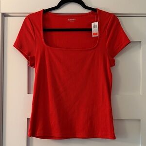 Old Navy Women's Bright Red Square Neck Tee